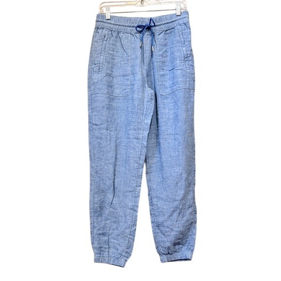Athleta Pants - Athleta 4 Linen Jogger Pants Blue Casual Beach Coastal Summer 100% Linen